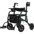 HFK-9294-2 All-Terrain 2-in-1 Shock-Absorbing Rollator Walker 10” Wheels - Green