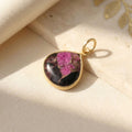 18ct Gold Vermeil Round Bezel Pendant Ruby & Black Turquoise