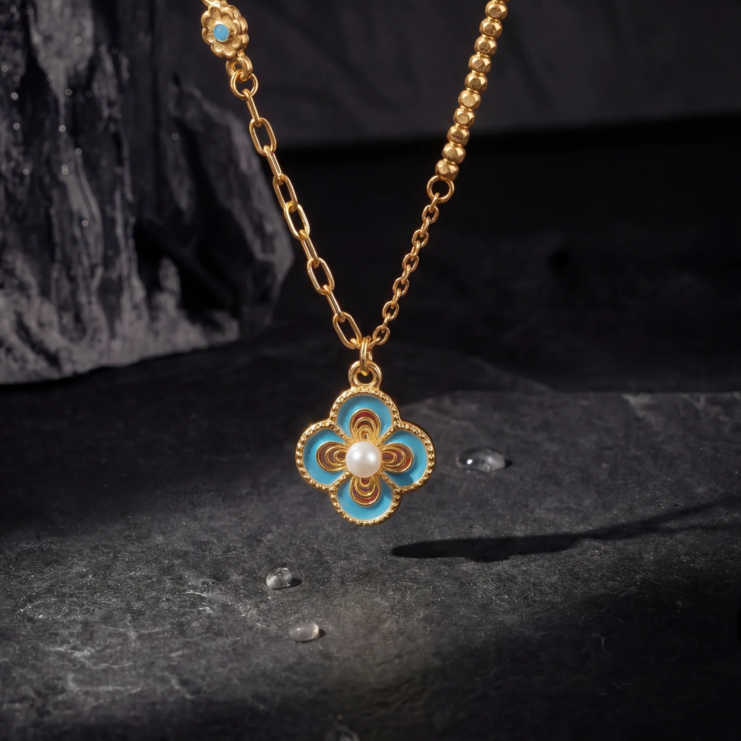 Luck & Protection – Enamel Four-Leaf Clover Necklace