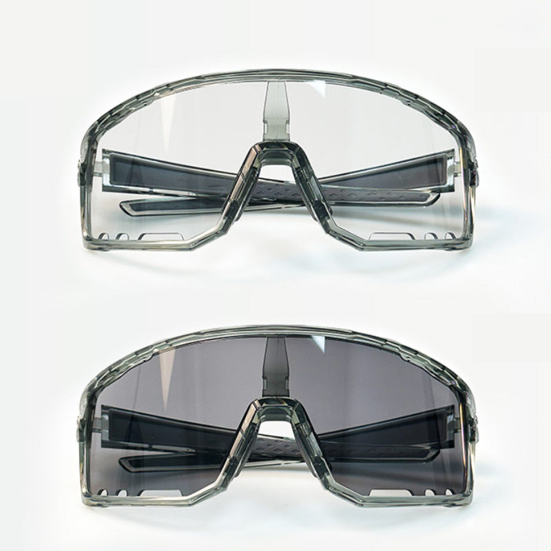 Cycling Glasses Vibel, Color Changing, Bonus Polarizer - Transparent gray frame transparent lenses
