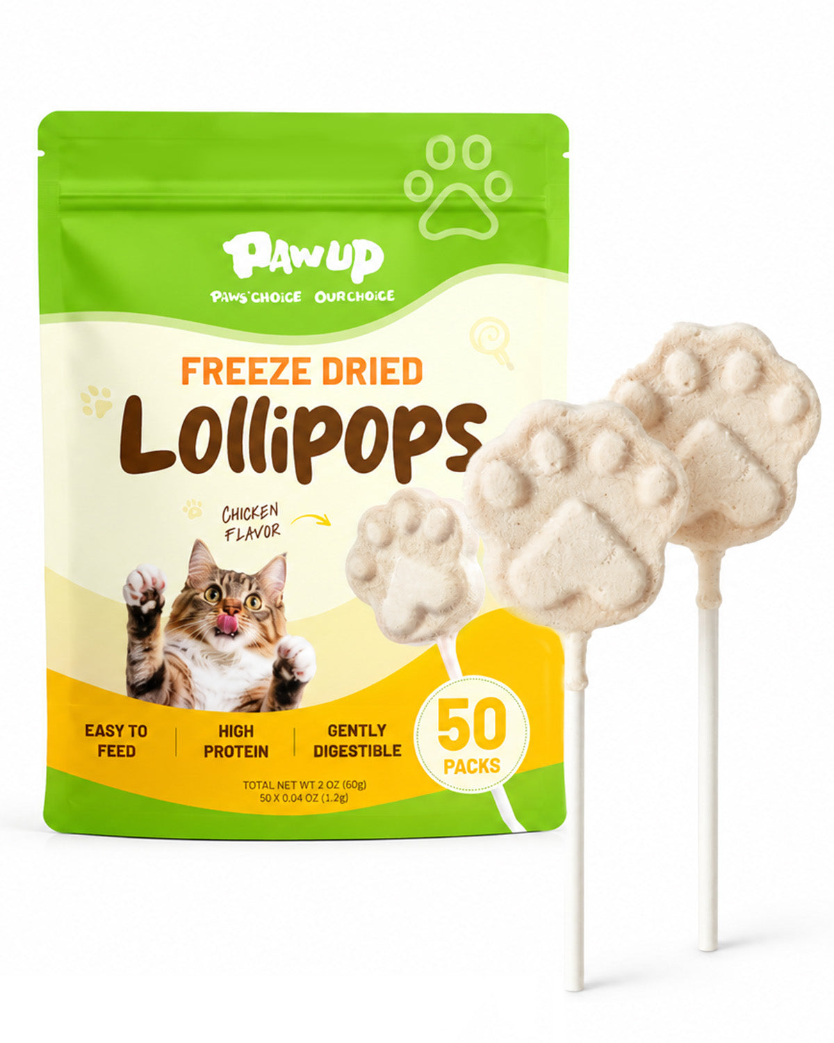PAWUP Freeze Dried Chicken Cat Treats, High-Protein Cat Snacks, 10 Pack