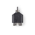 Nedis Subwoofer Adapter | RCA Male | 2x RCA Female | Nickel Plated | Straight | ABS | Black | 1 pcs | Box