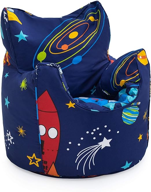 Printed Bean Bag Chair Kids Indoor Childrens Bean Bags Highback Pouffes - Space boy