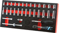 1/4" Drive Socket Set with Standard and Deep Sockets, Wobble Extensions, Adapter and Storage Tray