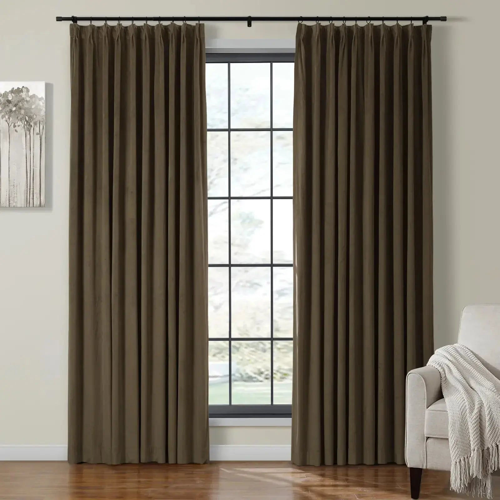 Velmor Velvet Drapes Pleated - Chocolate MJ11-81
