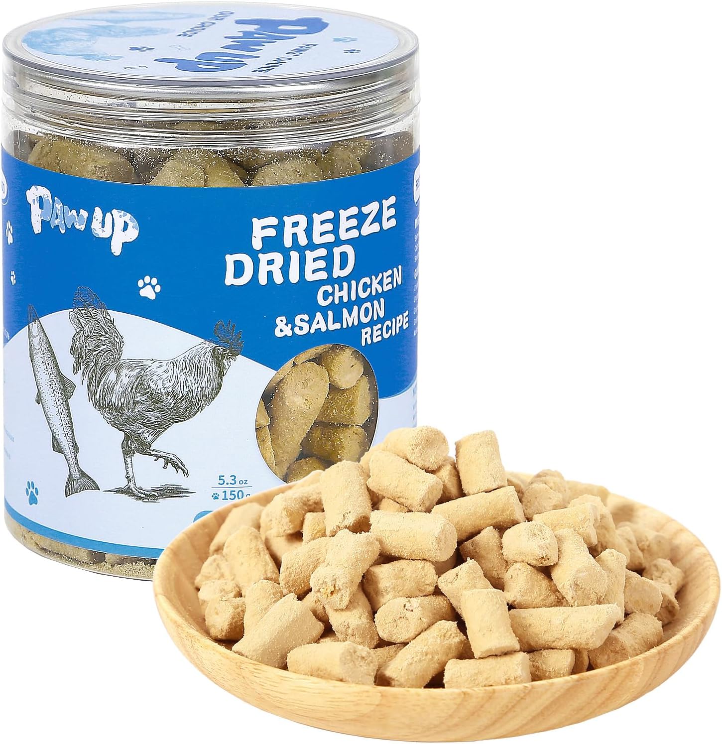 Freeze-Dried Chicken & Salmon Treats for Dogs & Cats, High-Protein Snacks, 5.3 oz