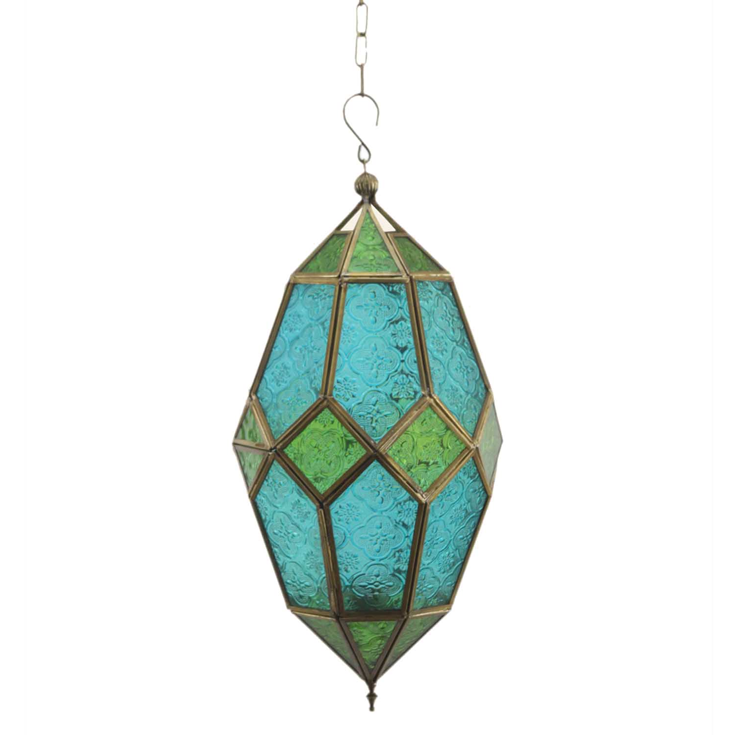 Orientalische Hängelaterne Selma - Blau-Grün