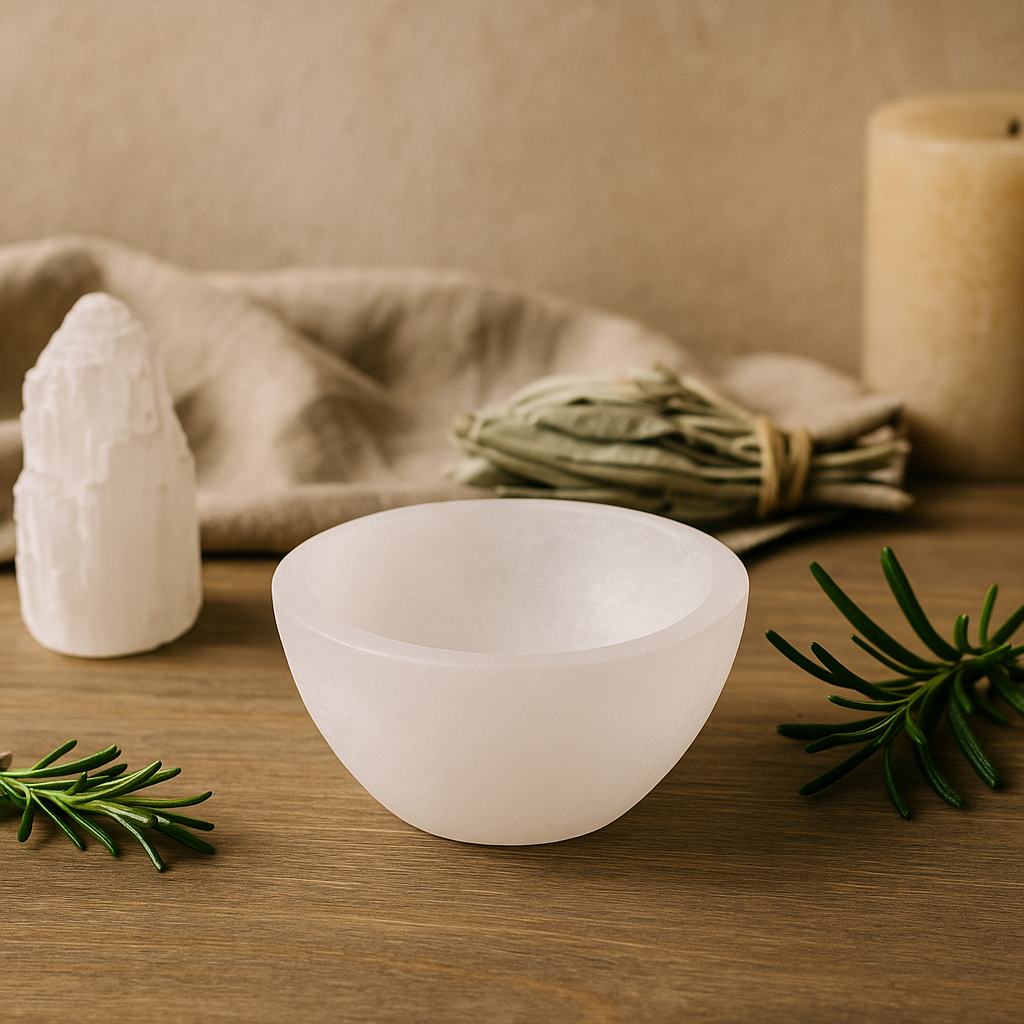 Selenite Round Bowl – 6 cm