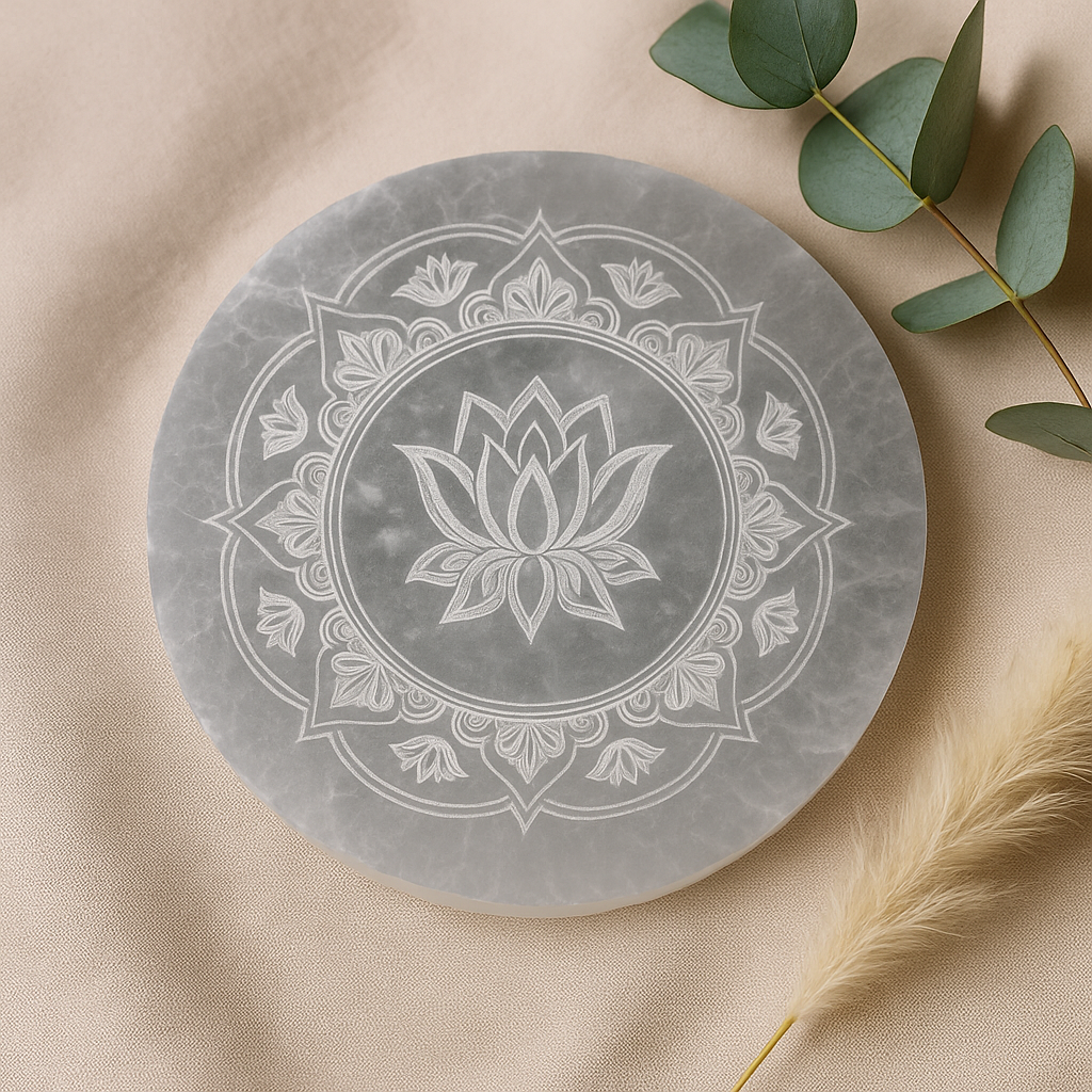 Selenite Charging Plate Lotus Mandala 10 cm