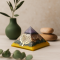 Orgonite Pyramid Tree Gold Base Copper Crystals 70mm