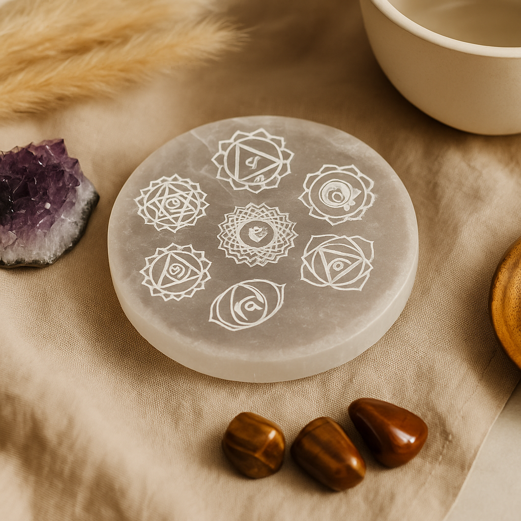 Selenite Charging Plate Chakra 8cm