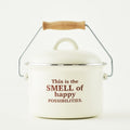 Cozy Printed Enamel Casserole Pot With Wooden Handle