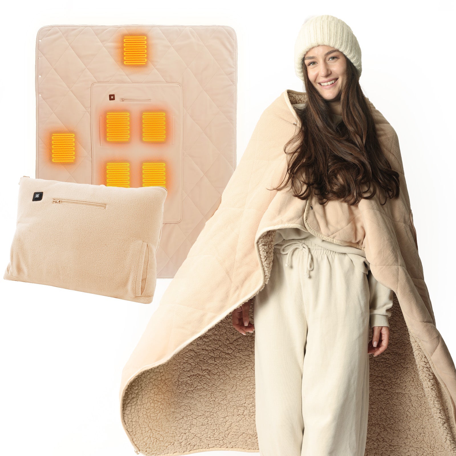 3-in-1 Battery Powered Heated Blanket - Pink / 50"*60" / 3-5 days delivery