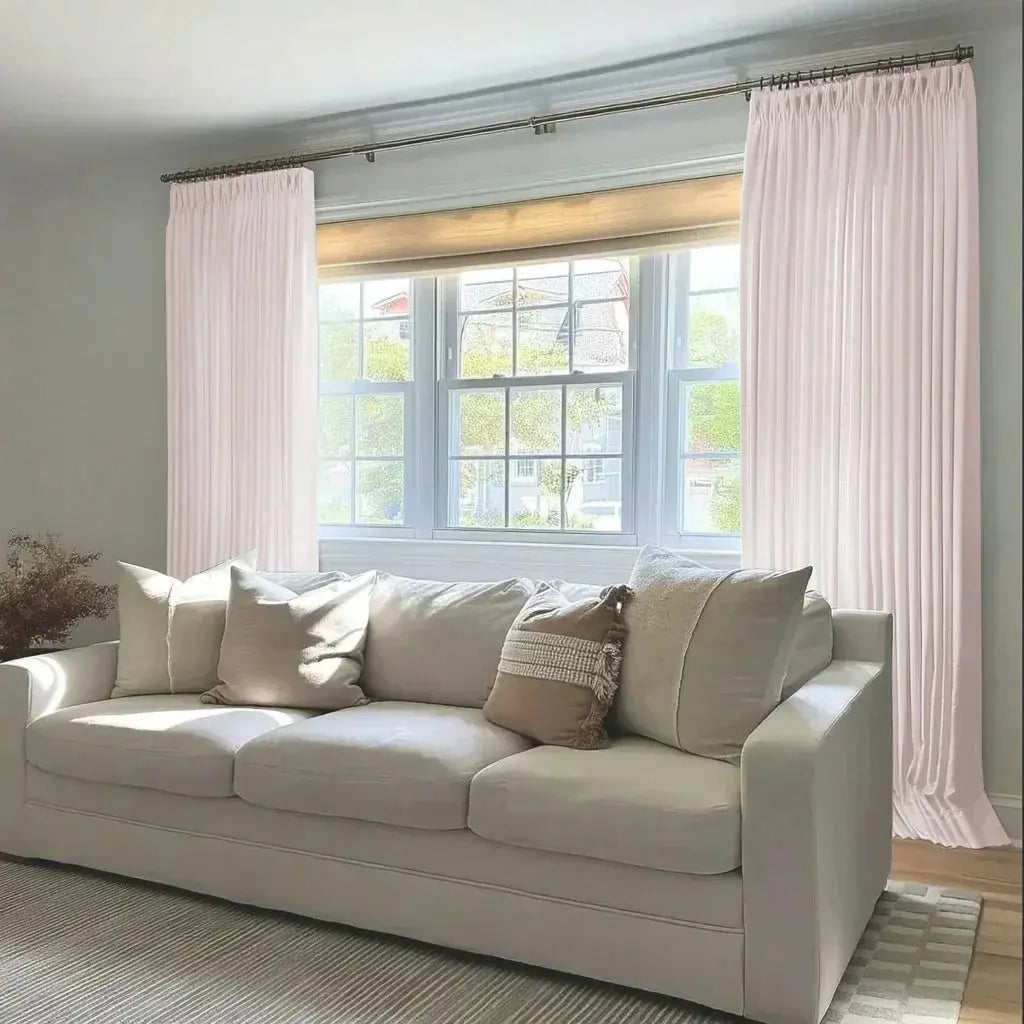 Florence Linen Blend Drapes Pleated - Light Pink-898-19