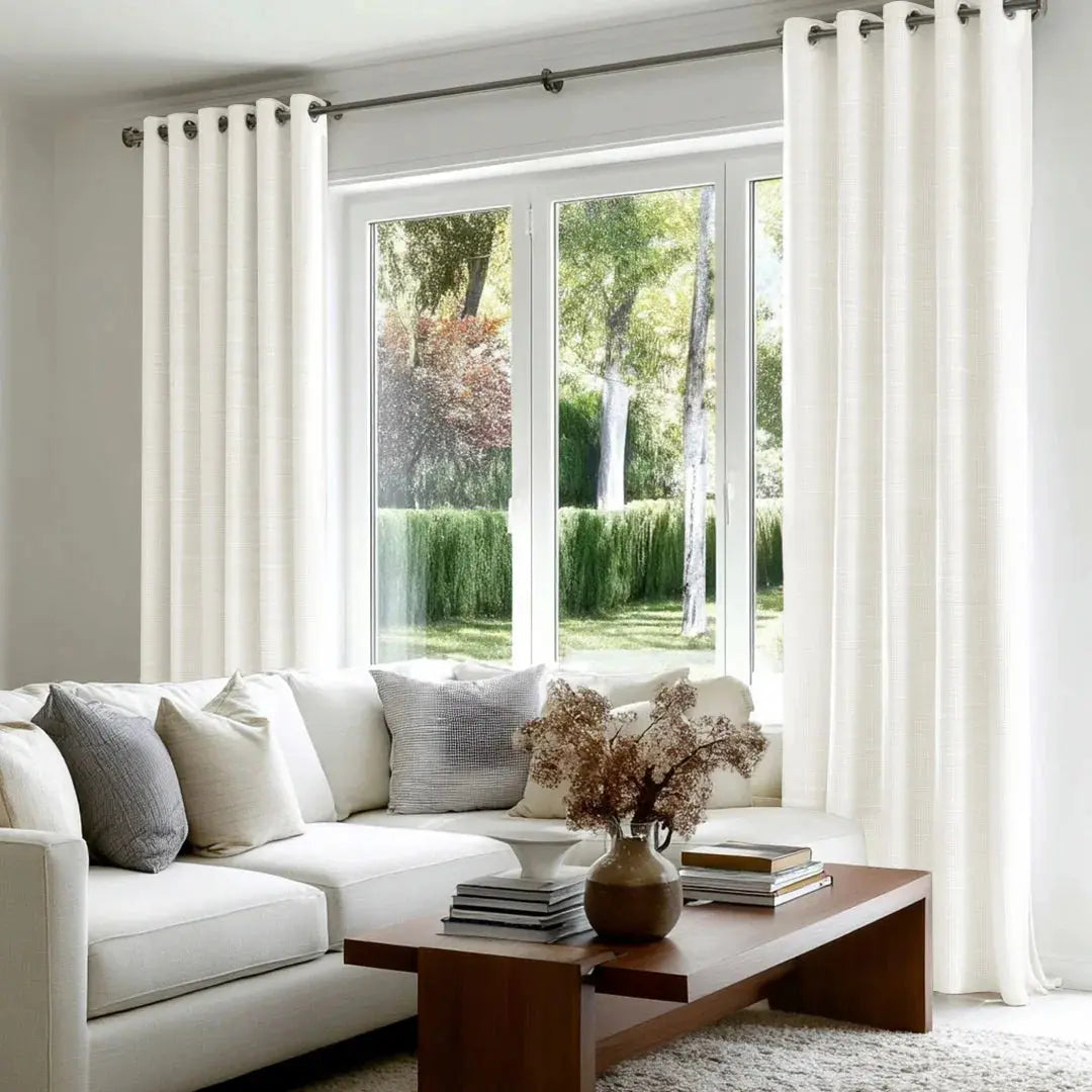 Florence Linen Blend Drapes Grommet - Ivory White-898-2