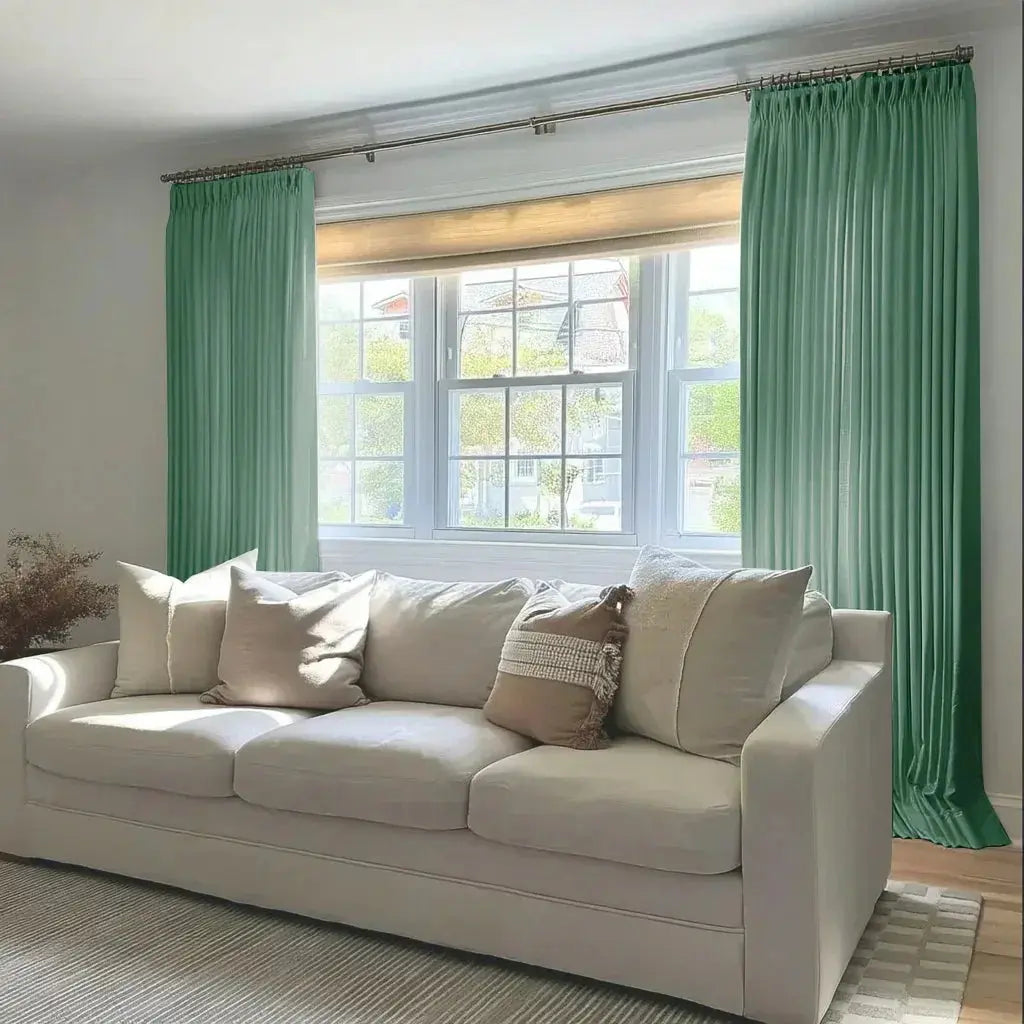 Florence Linen Blend Drapes Pleated - Jade Green-898-31