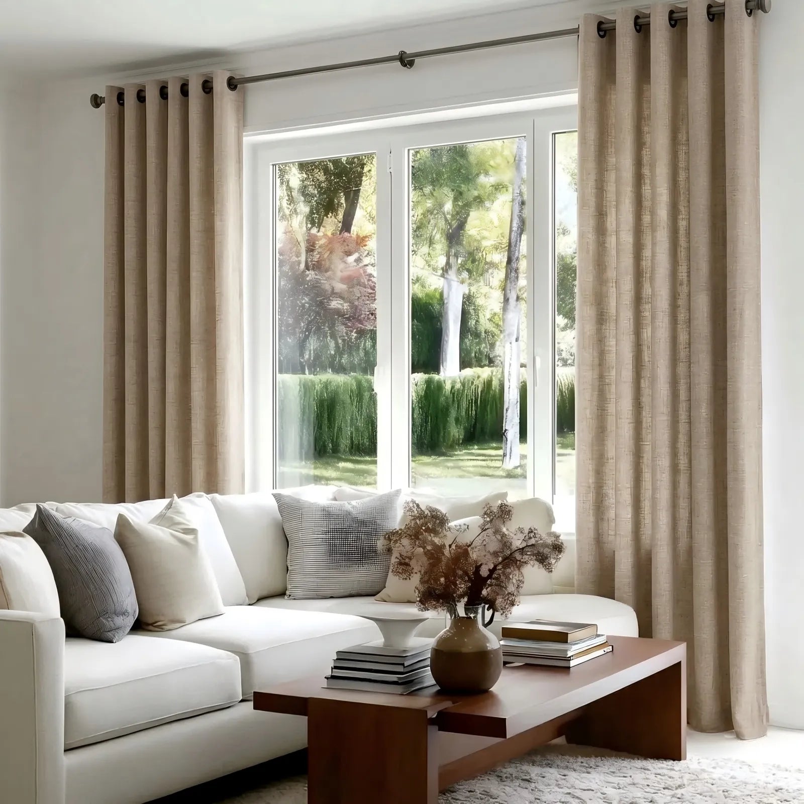 Florence Linen Blend Drapes Grommet - Cream-898-3