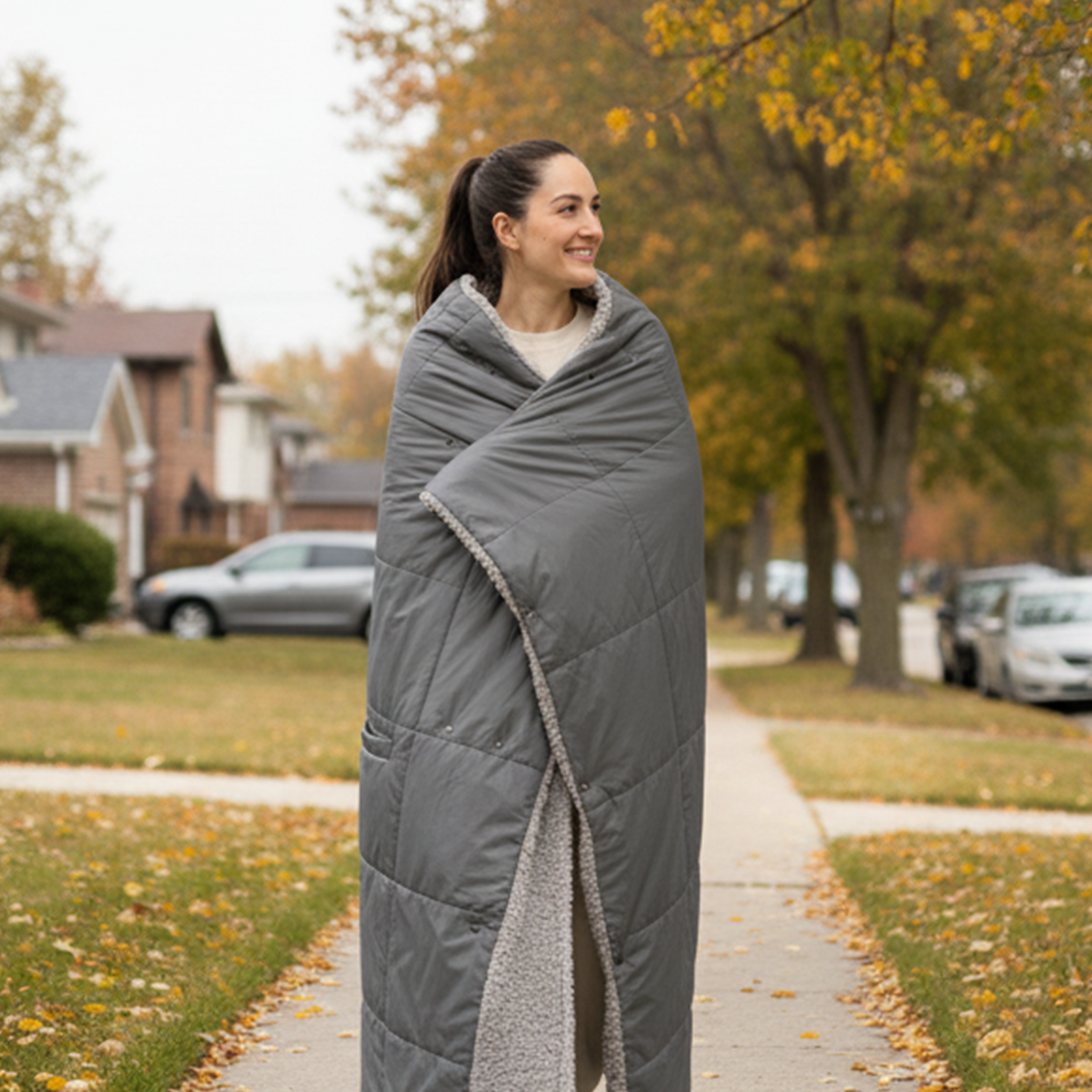 2-in-1 Cordless Wearable Heated Blanket - Gray / 50''* 60"
