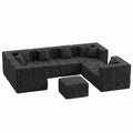 8-Seat U-Shaped Couch (Teddy Velvet) - Black / Teddy Velvet
