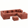 8 Seat U-Shaped Couch (Chenille) - Red / Chenille