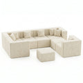 8-Seat U-Shaped Couch (Teddy Velvet) - Beige / Teddy Velvet