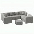 8-Seat U-Shaped Couch (Teddy Velvet) - Light Grey / Teddy Velvet