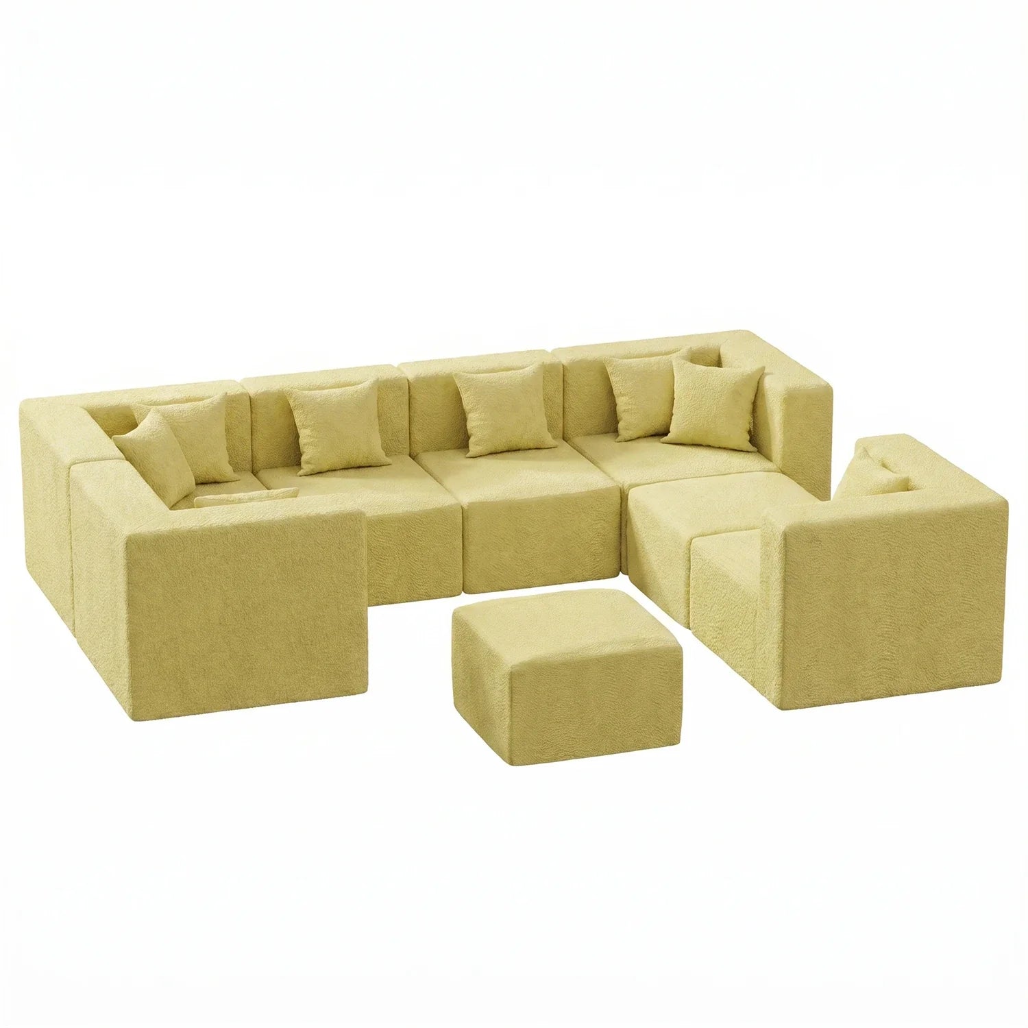 8-Seat U-Shaped Couch (Teddy Velvet) - Yellow / Teddy Velvet