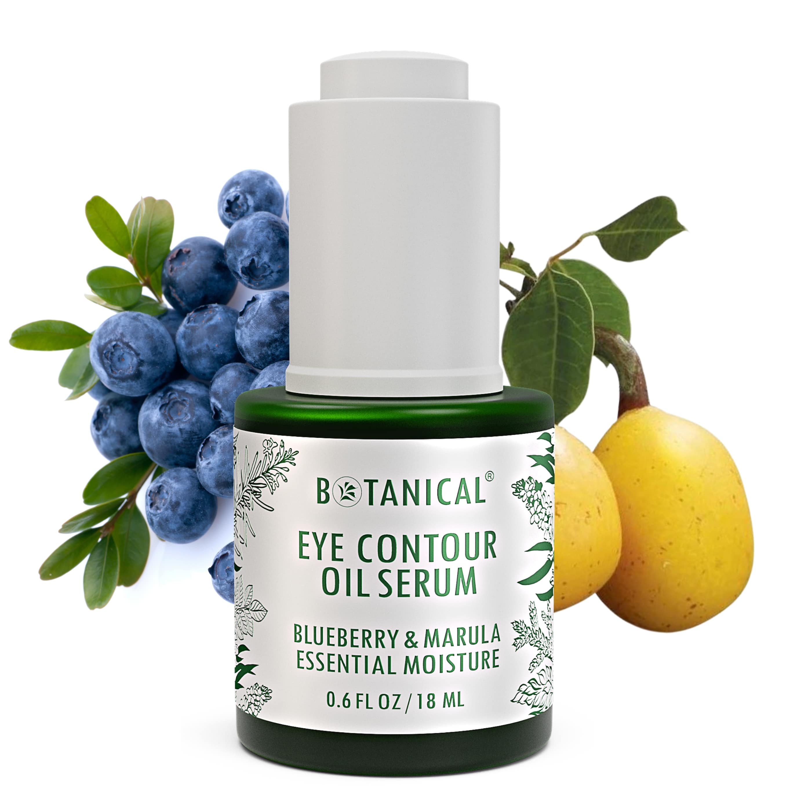 Blueberry & Marula Eye Contour Oil Serum | Anti-Aging Under Eye Serum | Dark Circles & Puffiness | Vitamin C | Essential - Full Size (0.6 Fl Oz)