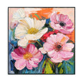Handmade Painting Vibrant Floral Beauty - Black Frame / 24''x 24''/ 61x 61 CM