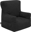 Kids Cord Bean Bag Armchair with Back Pocket Comfy Pouf Gaming Beanbags Chair - Black