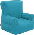 Kids Cord Bean Bag Armchair with Back Pocket Comfy Pouf Gaming Beanbags Chair - Teal