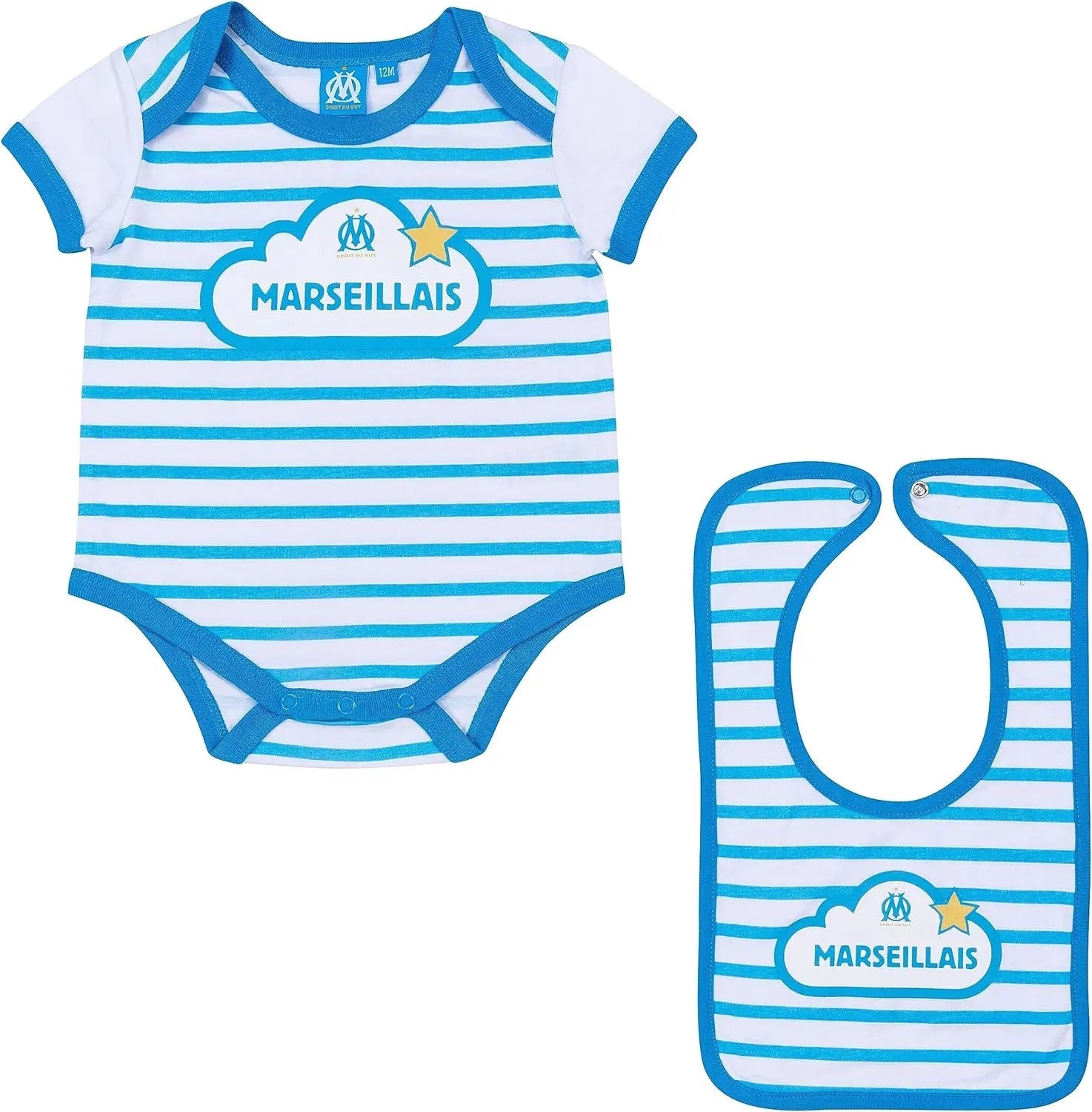 Ensemble Body + Bavoir OM Bébé Bleu - 12M