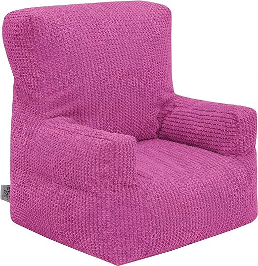 Kids Cord Bean Bag Armchair with Back Pocket Comfy Pouf Gaming Beanbags Chair - Pink