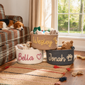 MamaRaya Personalized Dog Toy Basket with Custom Name - M – Medium / Black