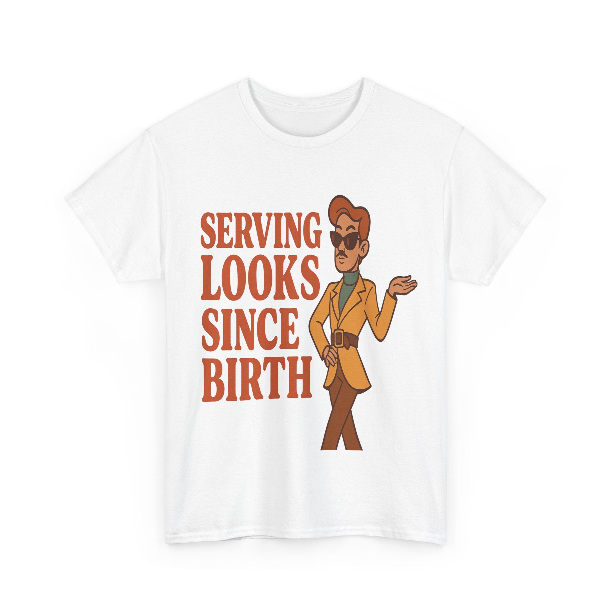 Serving Looks Since Birth – Retro Cartoon Sass Tee - White / M