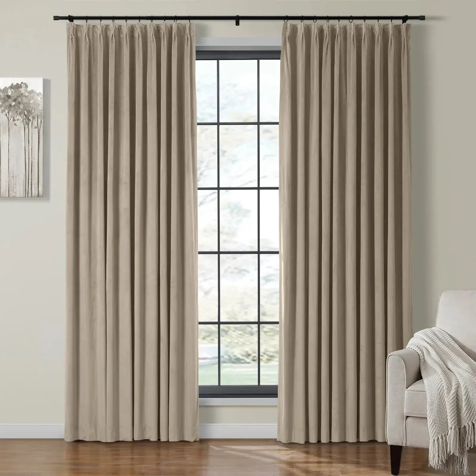 Velmor Velvet Drapes Pleated - Taupe MJ11-9