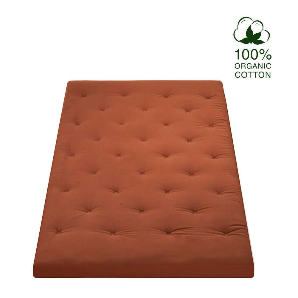 Classic Floor Mattress - Cinnamon / QUEEN: 80"L x 60"W / Upgraded (4 IN)-removable cover