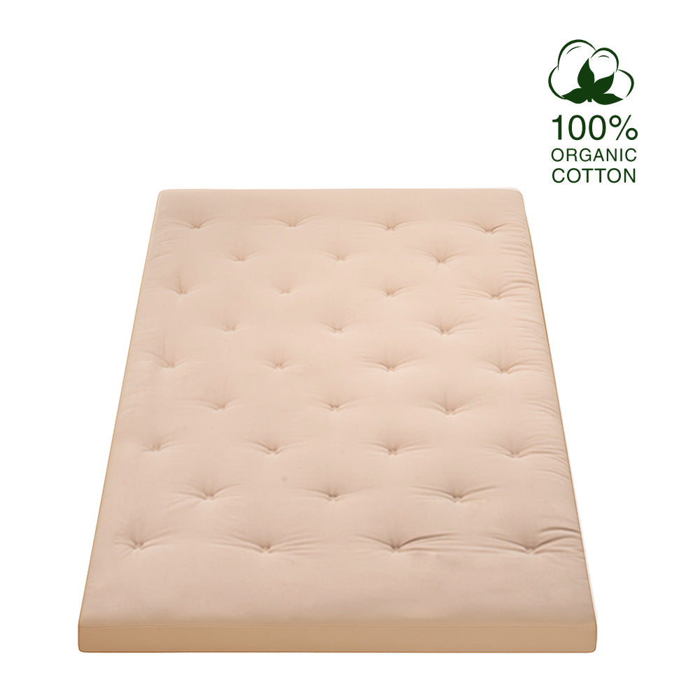 Classic Floor Mattress - Khaki / QUEEN: 80"L x 60"W / Upgraded (4 IN)-removable cover