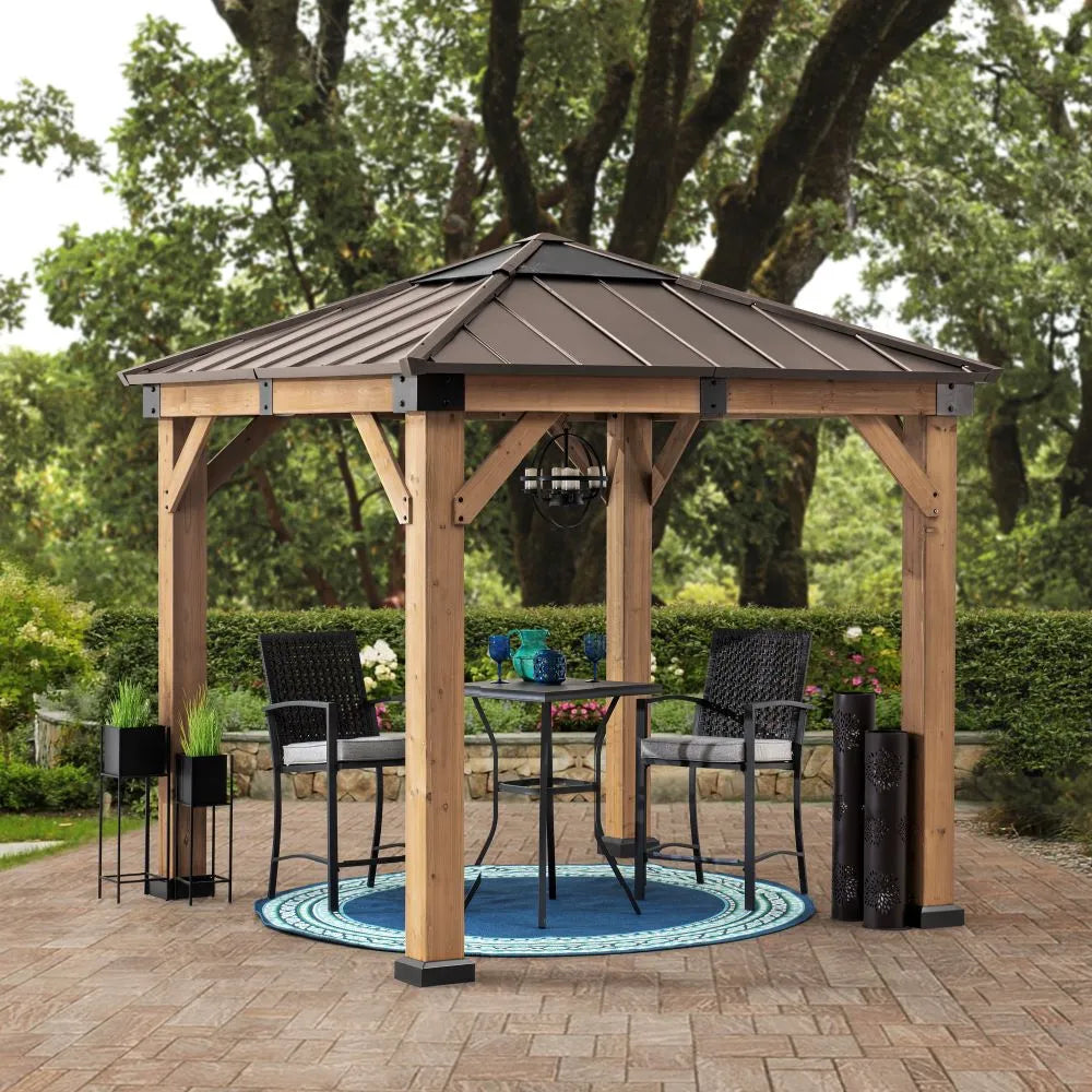 RAPI Cedar Wood Gazebo - 273cm x 273cm - Brown