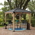 SUNJOY 2.73m x 2.73m Outdoor Wooden Gazebo with Skylight