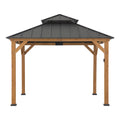 Wood Gazebo with Solar LED Light - 330cm x 330cm, Anthracite