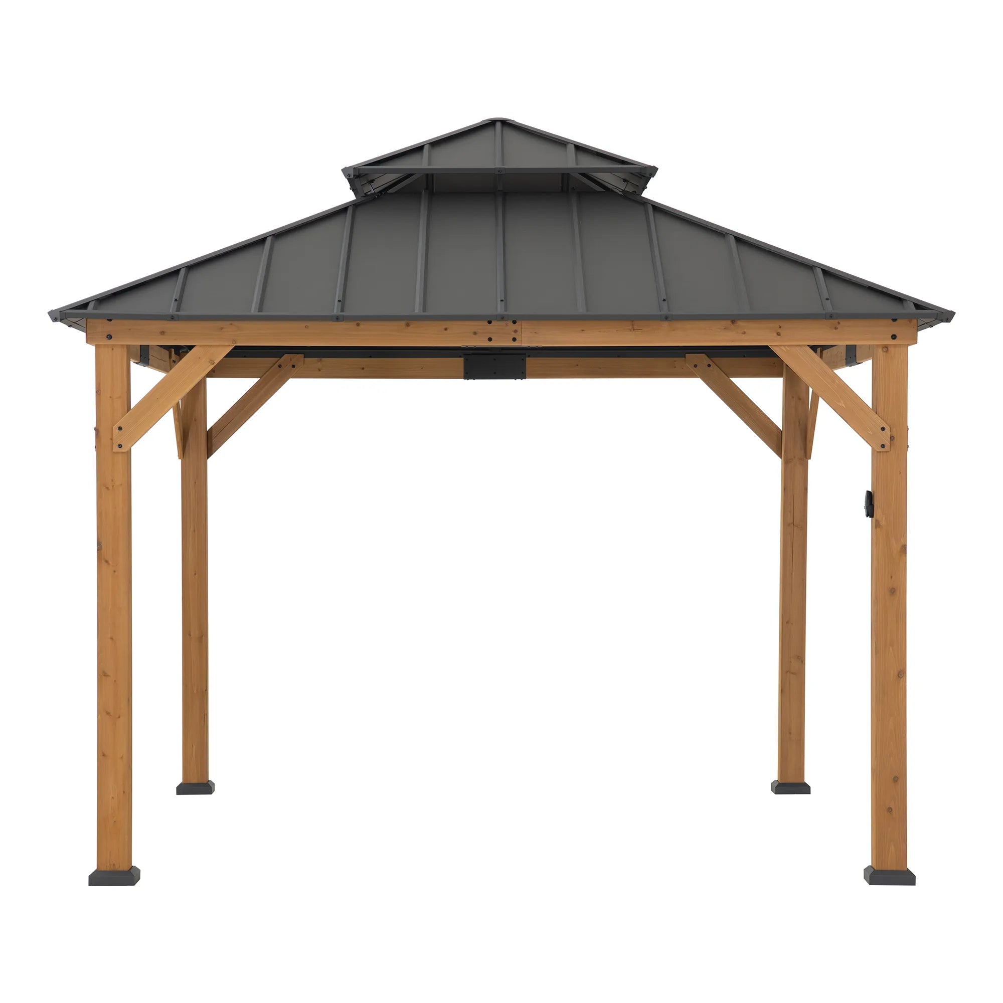 Wood Gazebo with Solar LED Light - 330cm x 330cm, Anthracite