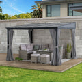 SUNJOY 3.6m x 3m Wall Mounted Gazebo with Curtain & Netting