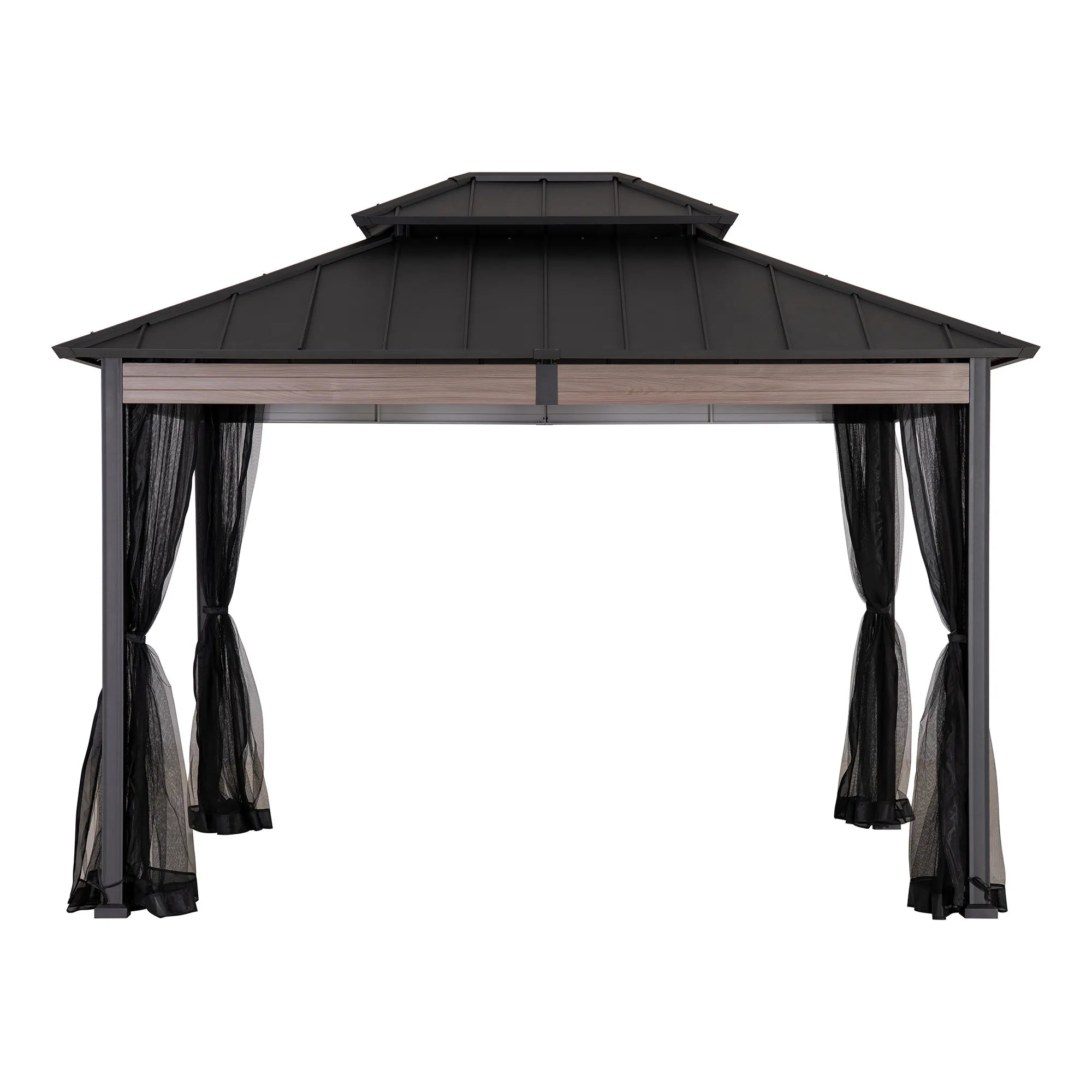 SUNJOY 3.6m x 3m Heavy-Duty Hardtop Gazebo with Mosquito Netting