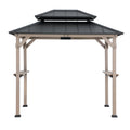 SUNJOY 2.73m x 2.13m Wood Grill Gazebo with Bar Shelves