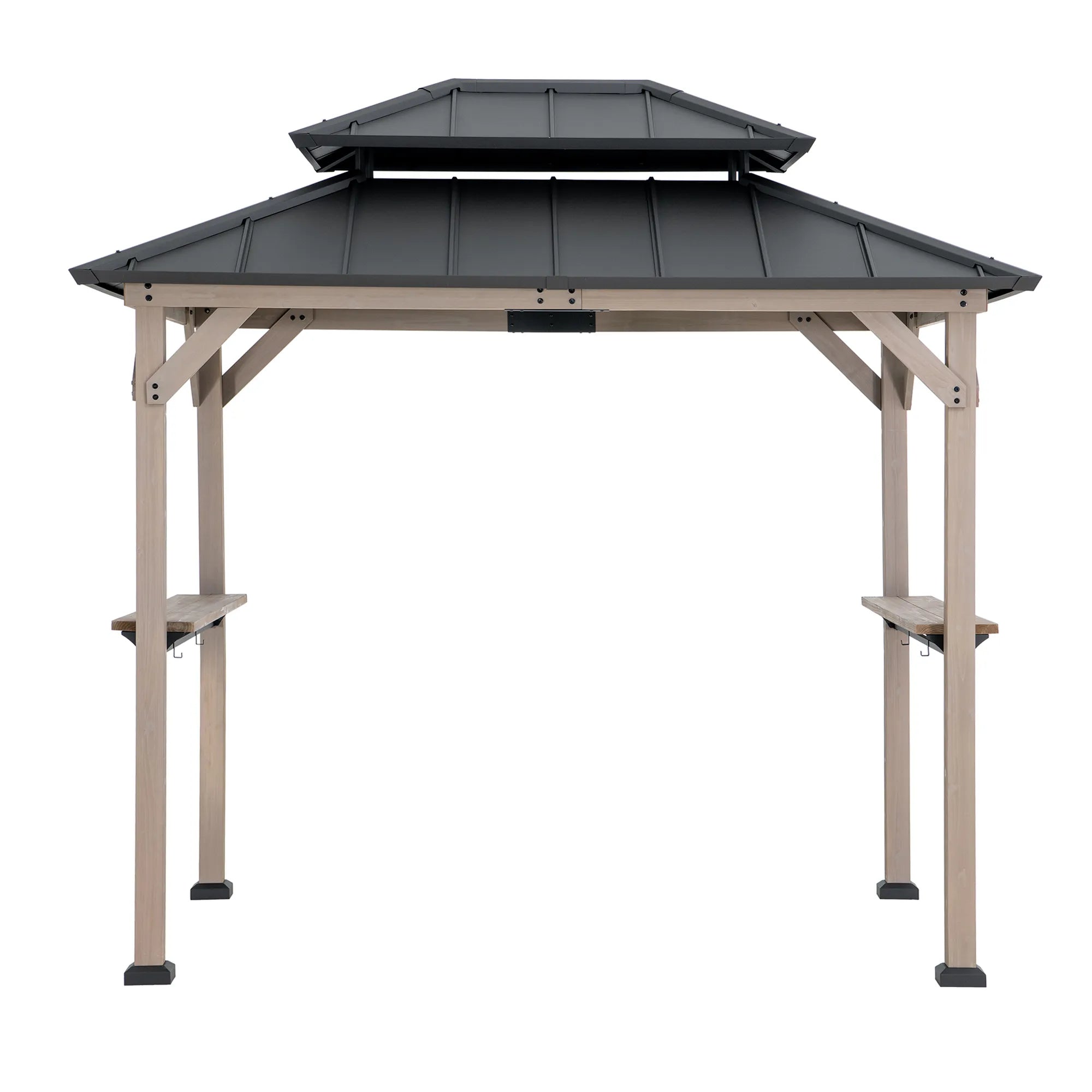 SUNJOY 2.73m x 2.13m Wood Grill Gazebo with Bar Shelves