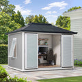 SUNJOY 3.02m x 3.89m Outdoor Metal Office Shed