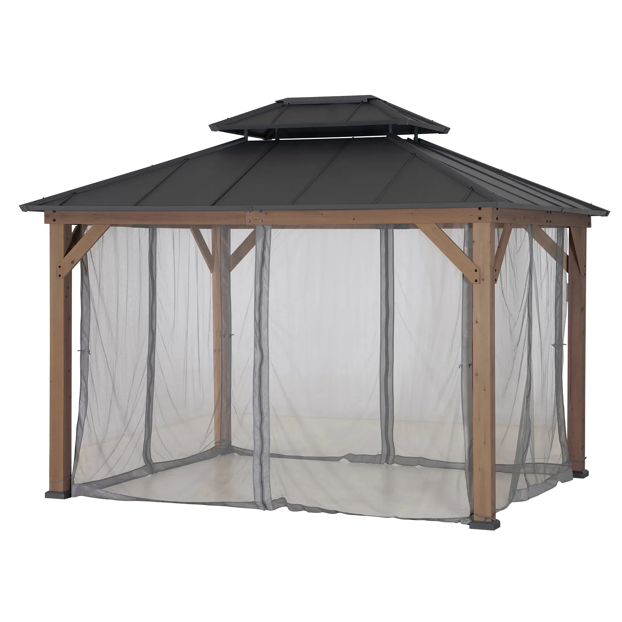 SUNJOY 3m x 3.6m Gazebo Mosquito Netting for Wood Gazebo