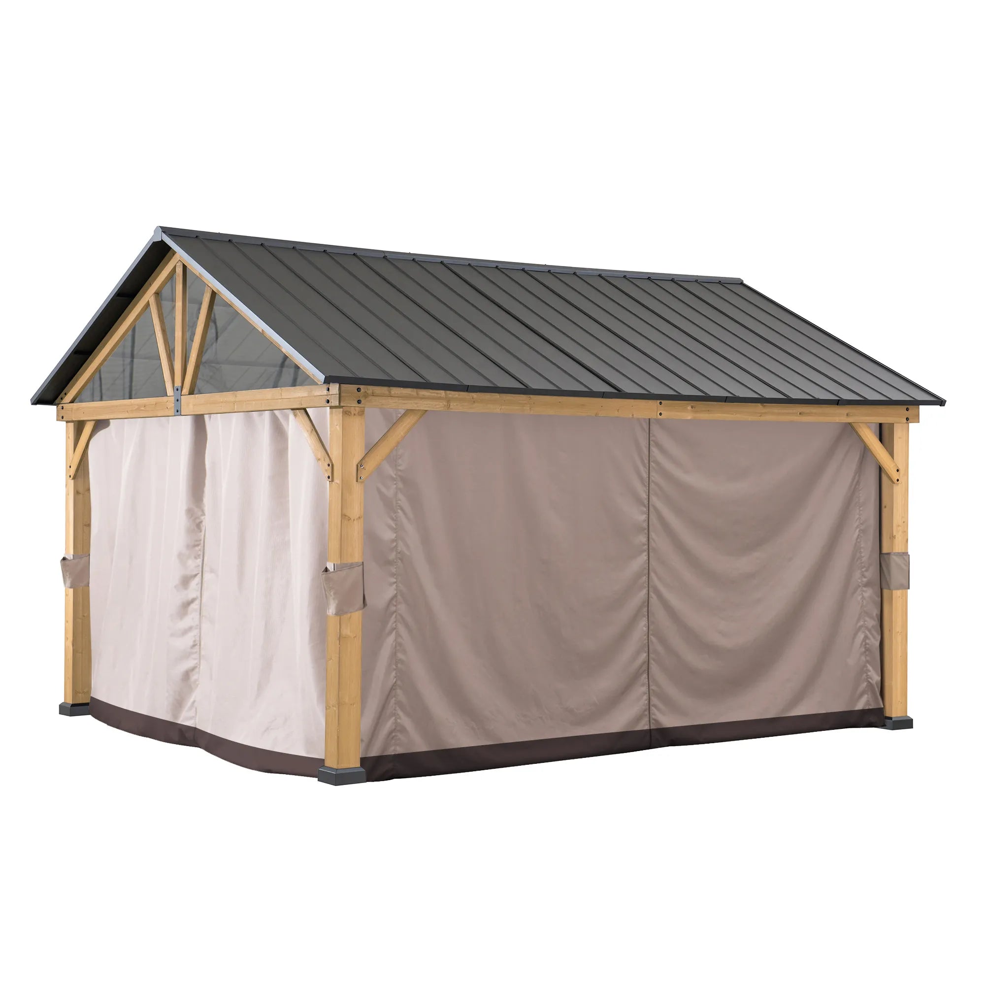 SUNJOY 3.35m x 3.99m Gazebo Curtains for Cedar Gazebo