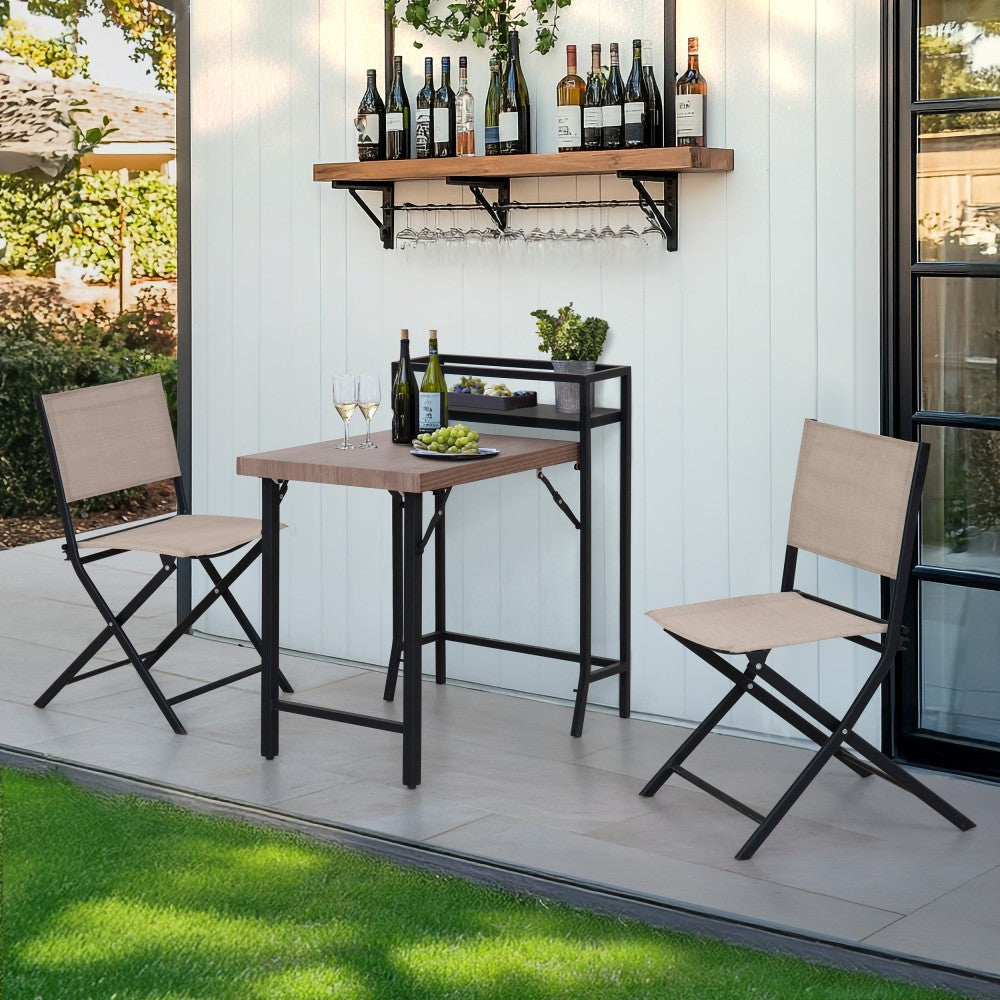 SUNJOY 3 Piece Bistro Set with Folding Table & Chair
